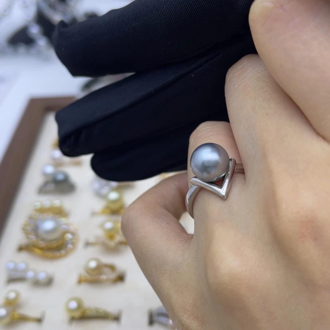 银S925镶嵌海水珍珠戒圈
