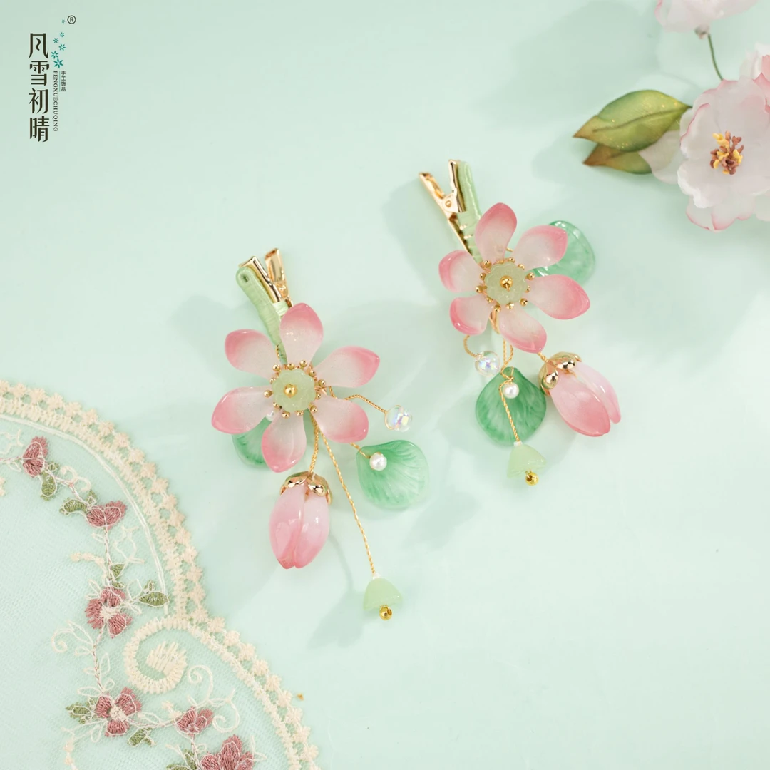 风雪初晴采莲令发夹汉服气质发饰手工日常清新时尚国风