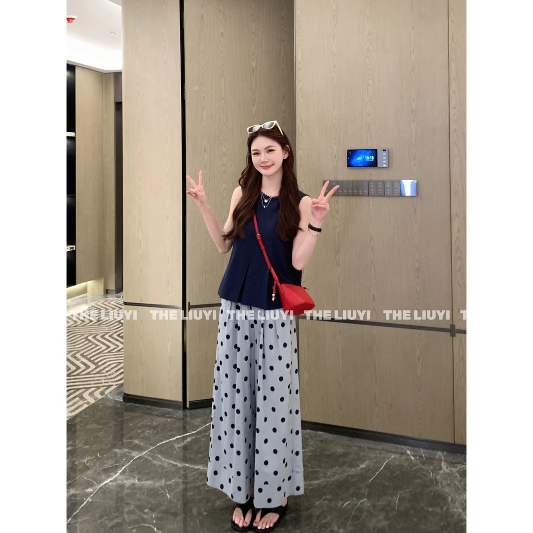 【LIUYI】蓝莓裤~夏季显瘦宽松休闲波点裤54244
