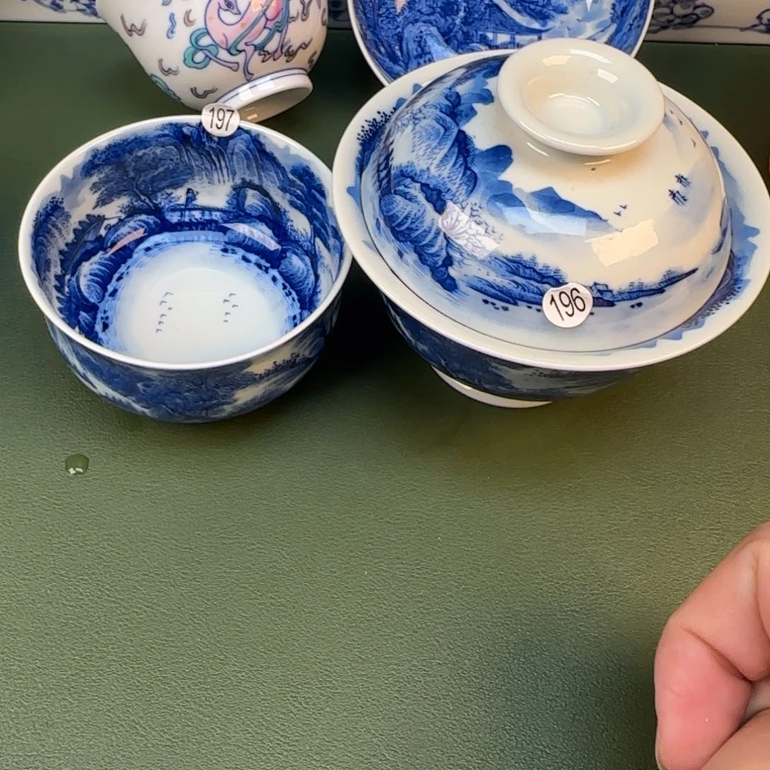 无**湖彦祖纯手工手绘茶具山水两件套