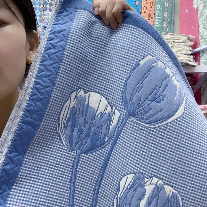 棉蓝色郁金香纯棉