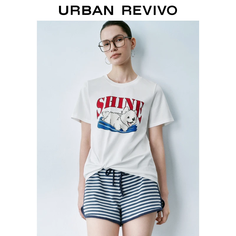 UR2025夏季新款女装趣味萌宠印花棉质短袖T恤UYU450122