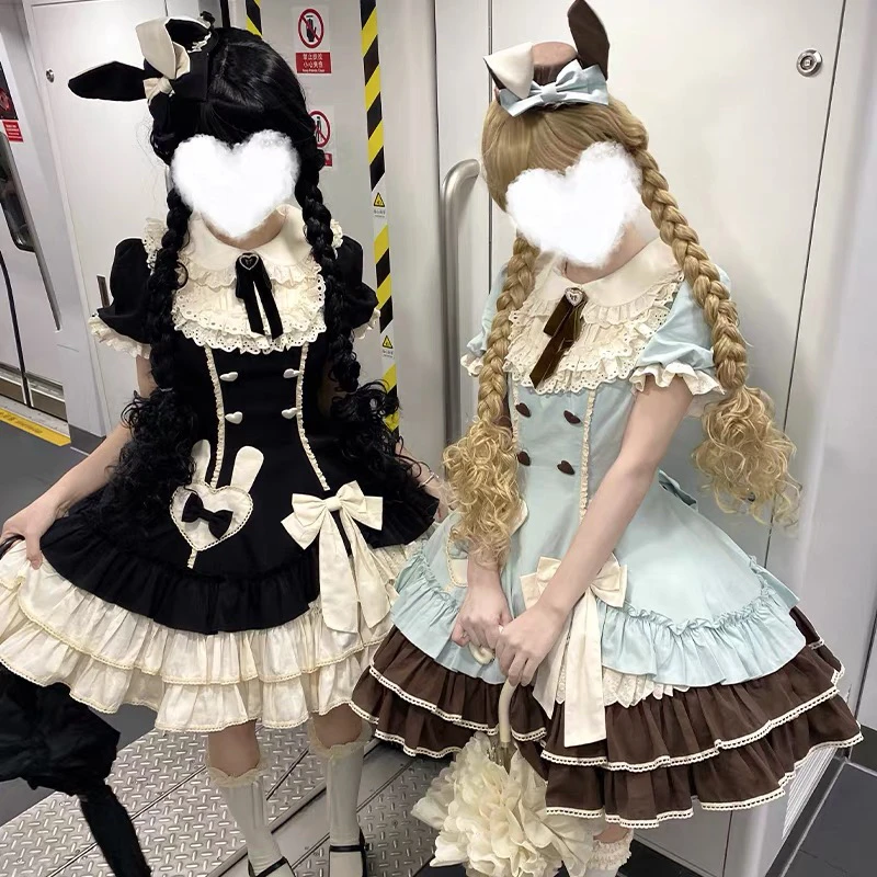 织锦园Lolita奶油蓓蕾甜美可爱洛丽塔收腰连衣裙优雅女仆风设计