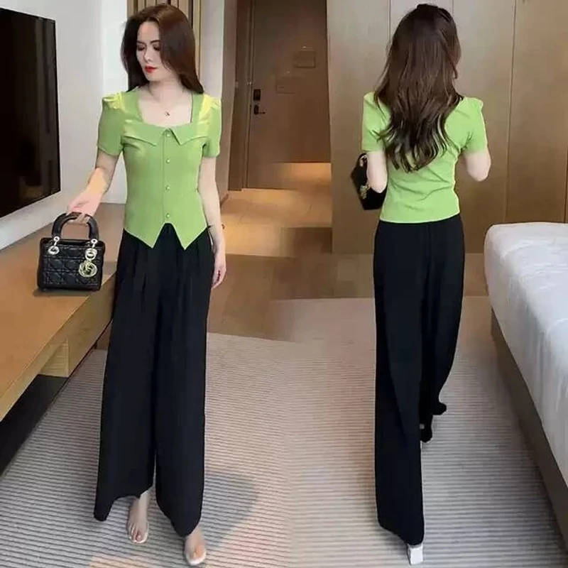 夏季短袖T恤减龄高腰洋气短款修身显瘦气质女神范设计感小个子