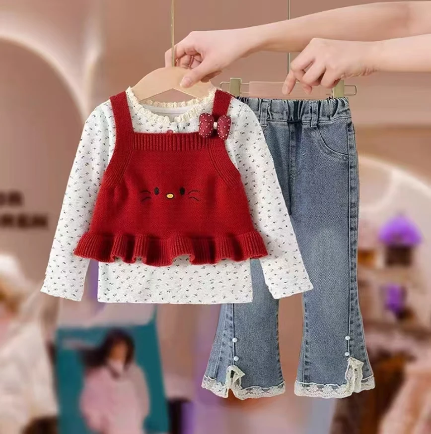 D543女童L·H·NIAO2025秋冬新款时尚百搭可爱吊带马甲