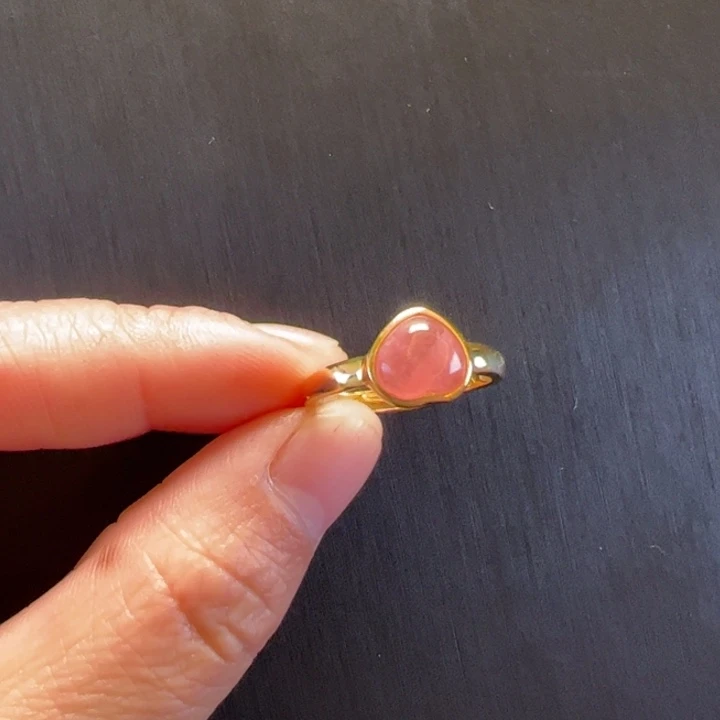 菱锰矿（红纹石）戒指银S925镶嵌