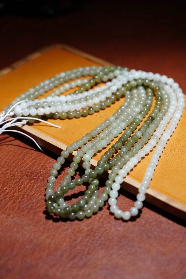 6mm新疆和田玉圆珠项链玉石挂件绳108颗（多样性发货发其一）