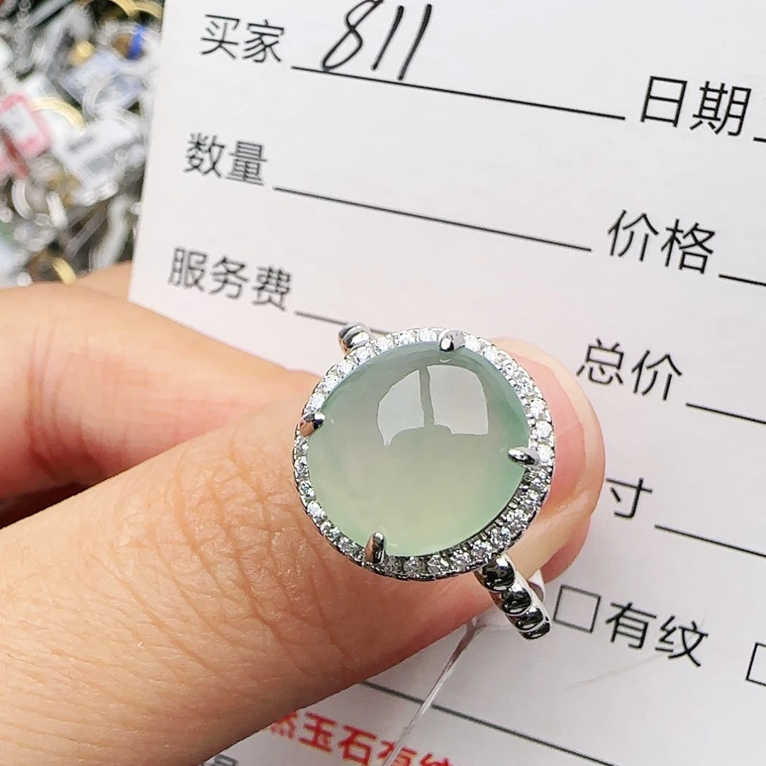 银S925镶嵌戒指翡翠戒指