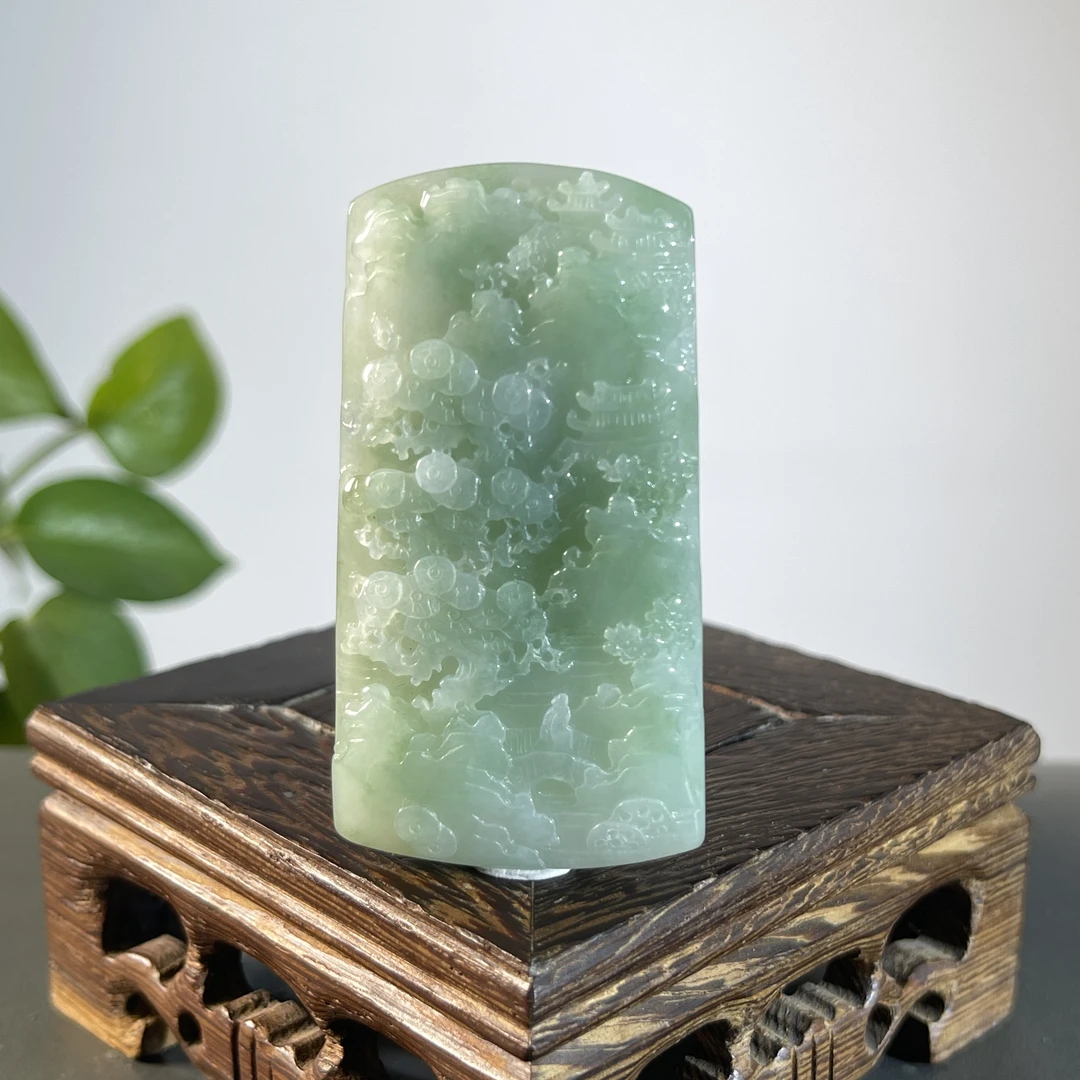 JXW24-55 天然缅甸A货翡翠 山水牌