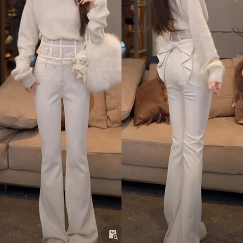 【mimius】&喵喵 蝴蝶瘦瘦裤～纯欲微喇长裤 汉服()F12291