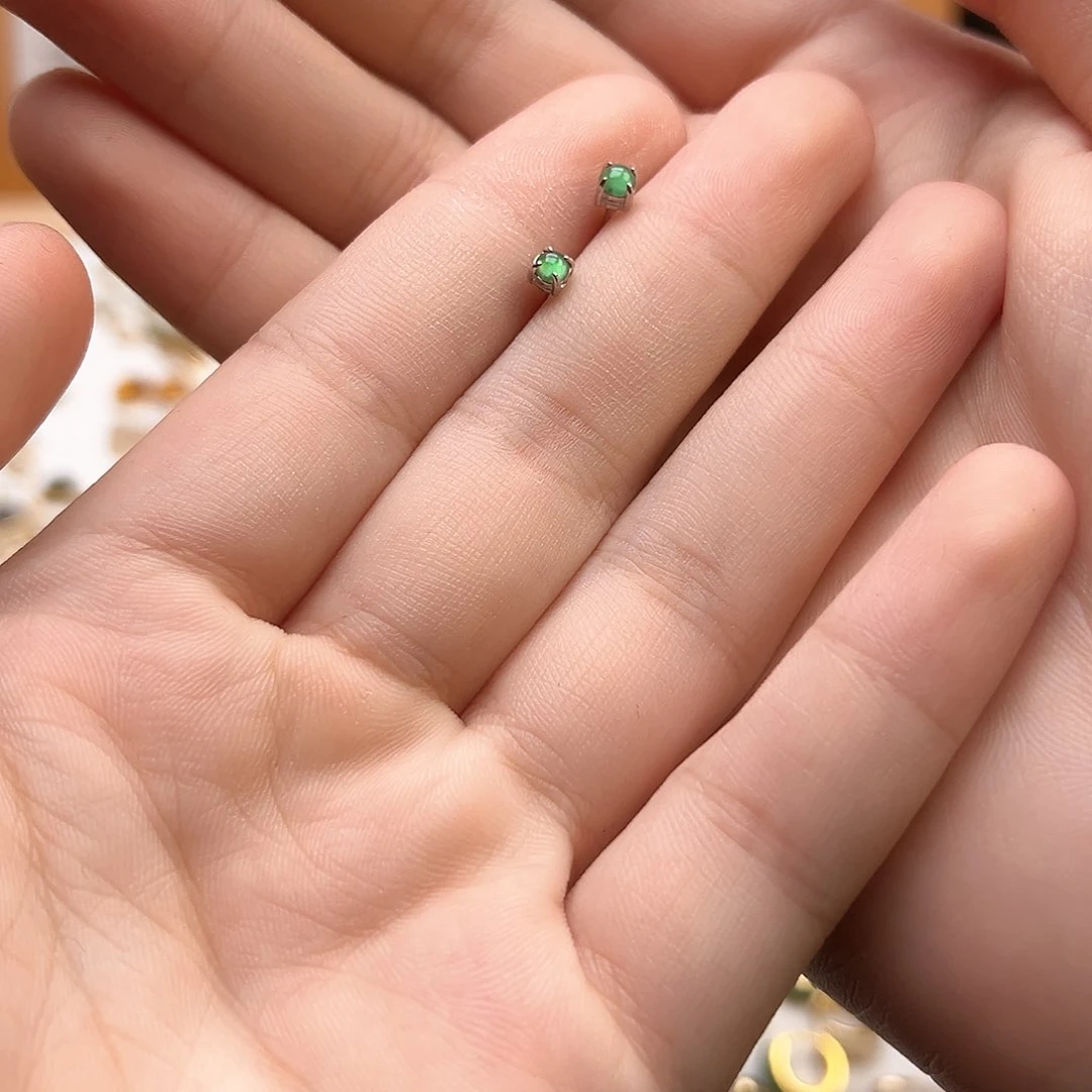 银S925镶嵌和田玉耳饰