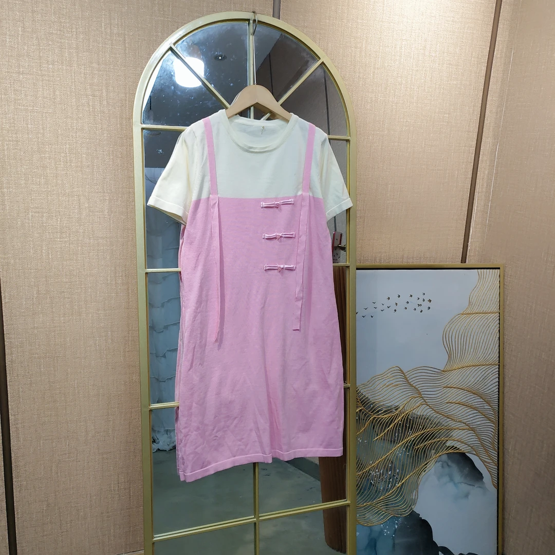 AF554孕妇粉色针织裙90-130微瑕