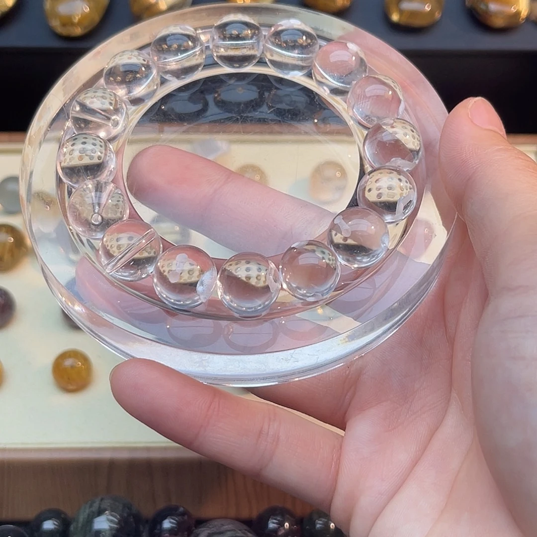 未镶嵌手链水晶12mm白水晶直孔16.5的手围