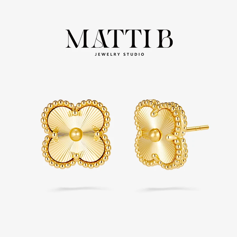 铜合金耳饰 高级感百搭四叶草耳钉女气质经典大气新爆款耳环2045