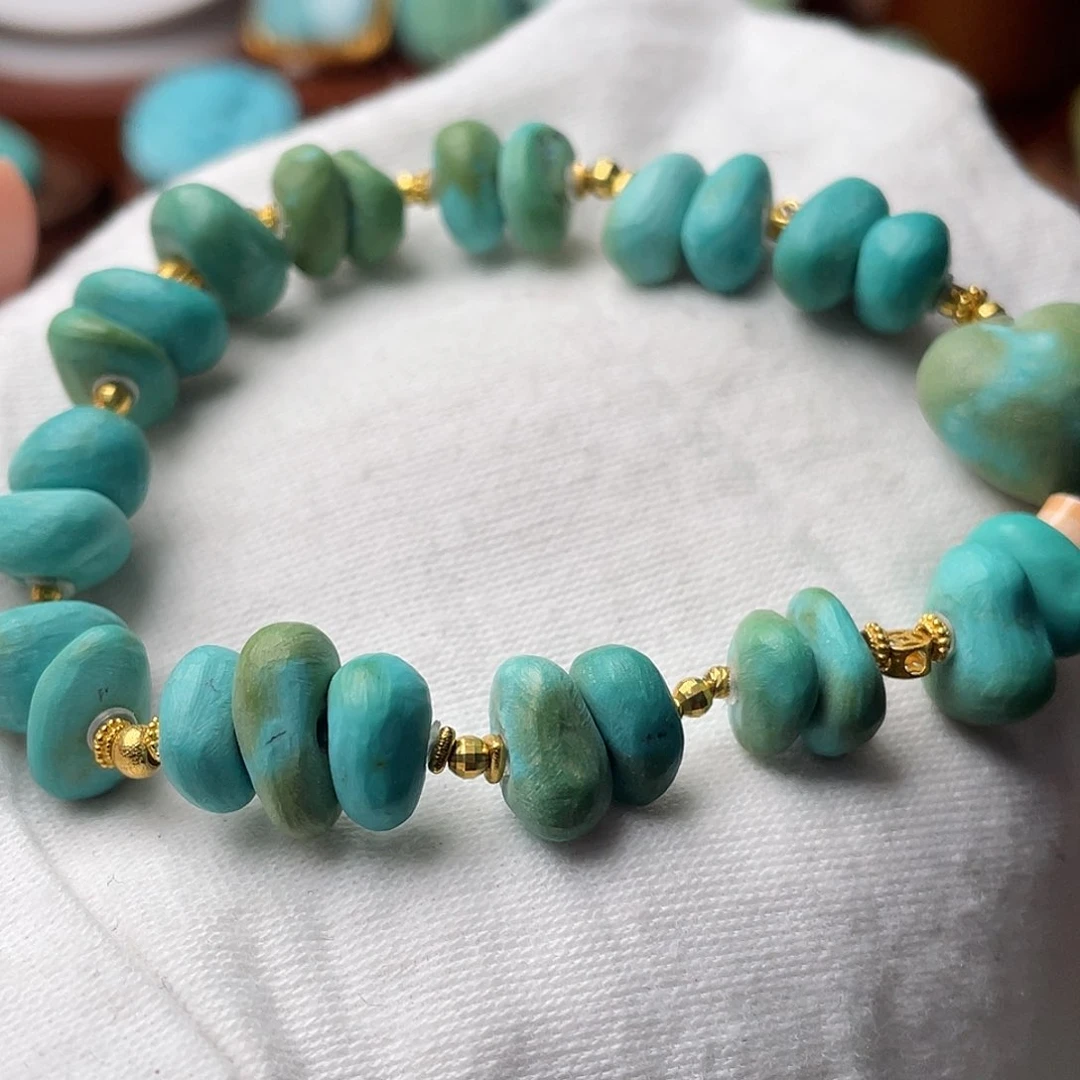 绿松石珠宝奇石18K金镶嵌