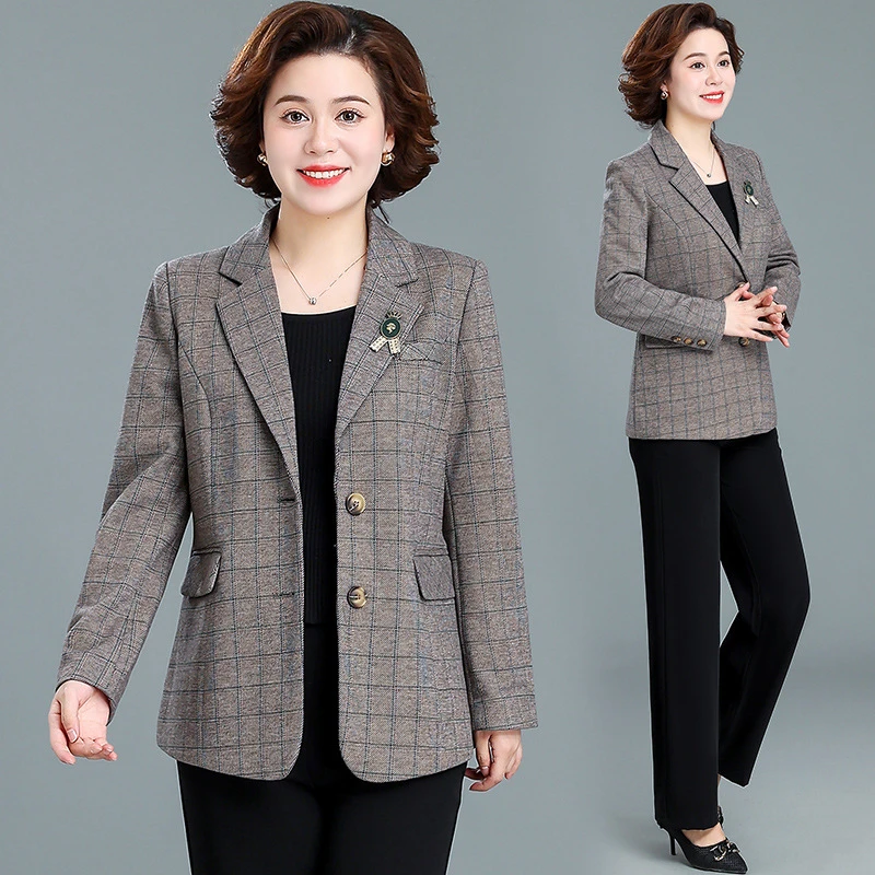 妈妈秋装西装外套2025新款中老年女士西服春秋通勤时尚洋气40岁舒