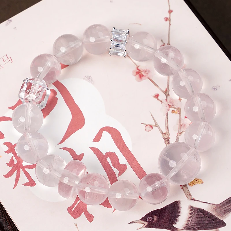 甜美白水晶素圈百搭手链-8714