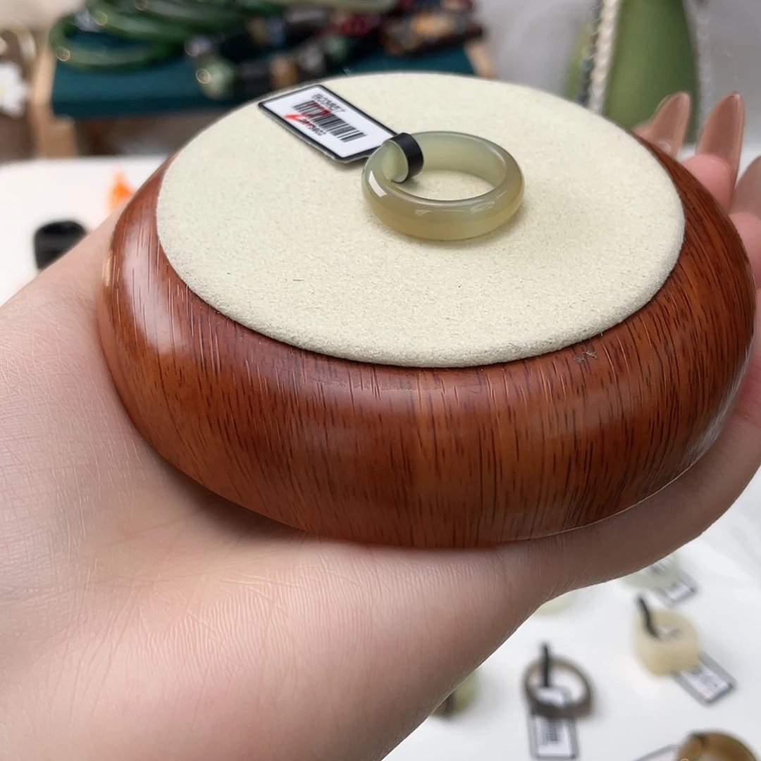 和田玉未镶嵌戒指半山半水泥鳅背17.4v18