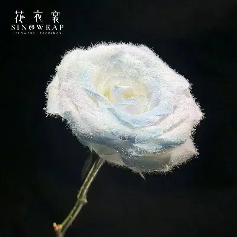 圣诞节玫瑰植绒粉毛绒粉雪粉鲜花花束装饰diy材料花艺资材