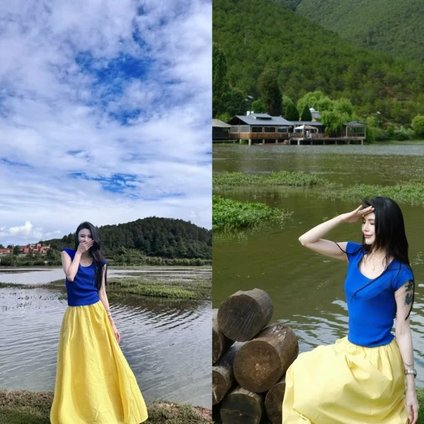 【欧洲站】白雪公主撞色套装