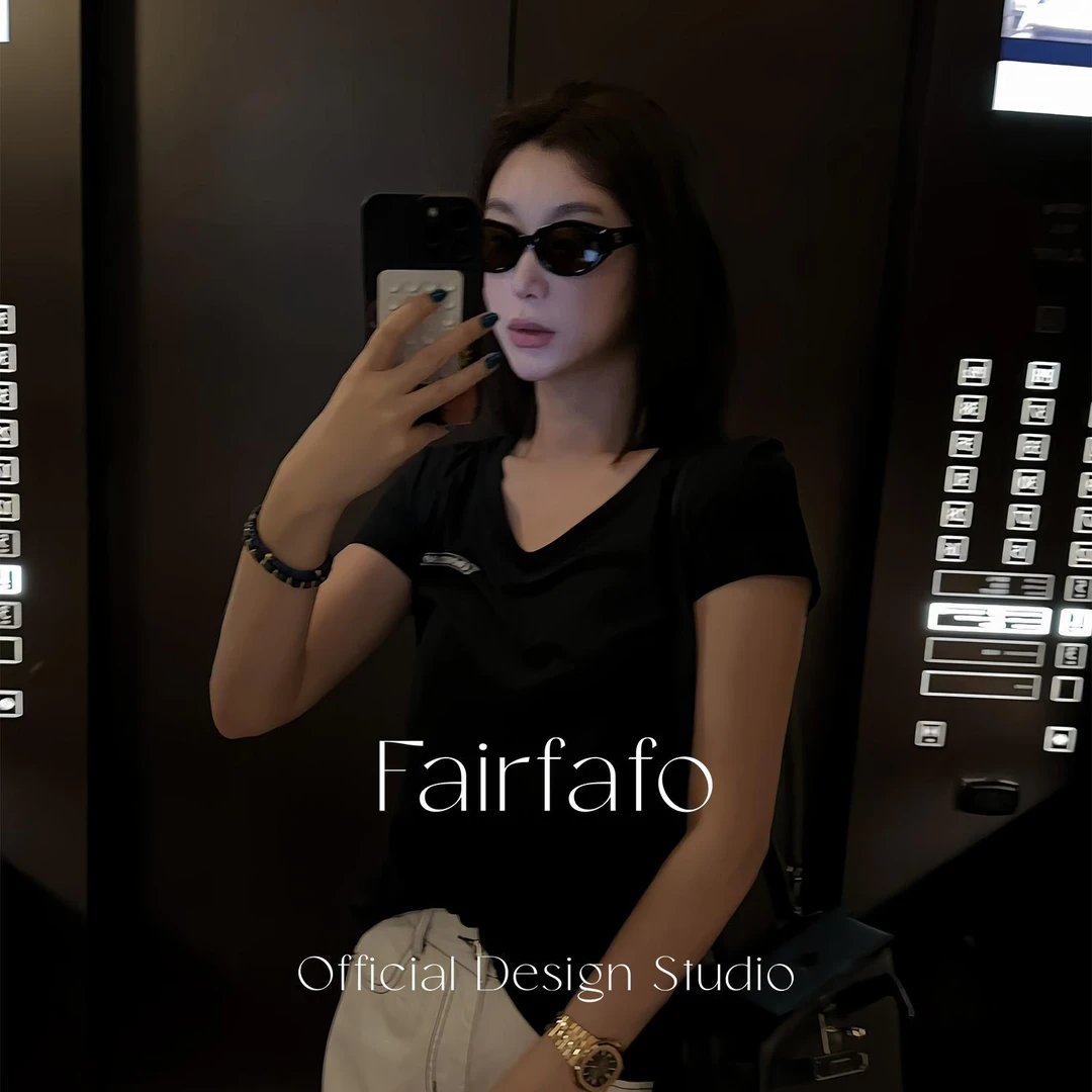 【v领百搭打底短袖】TXAL55167夏季商务休闲气质新款短袖