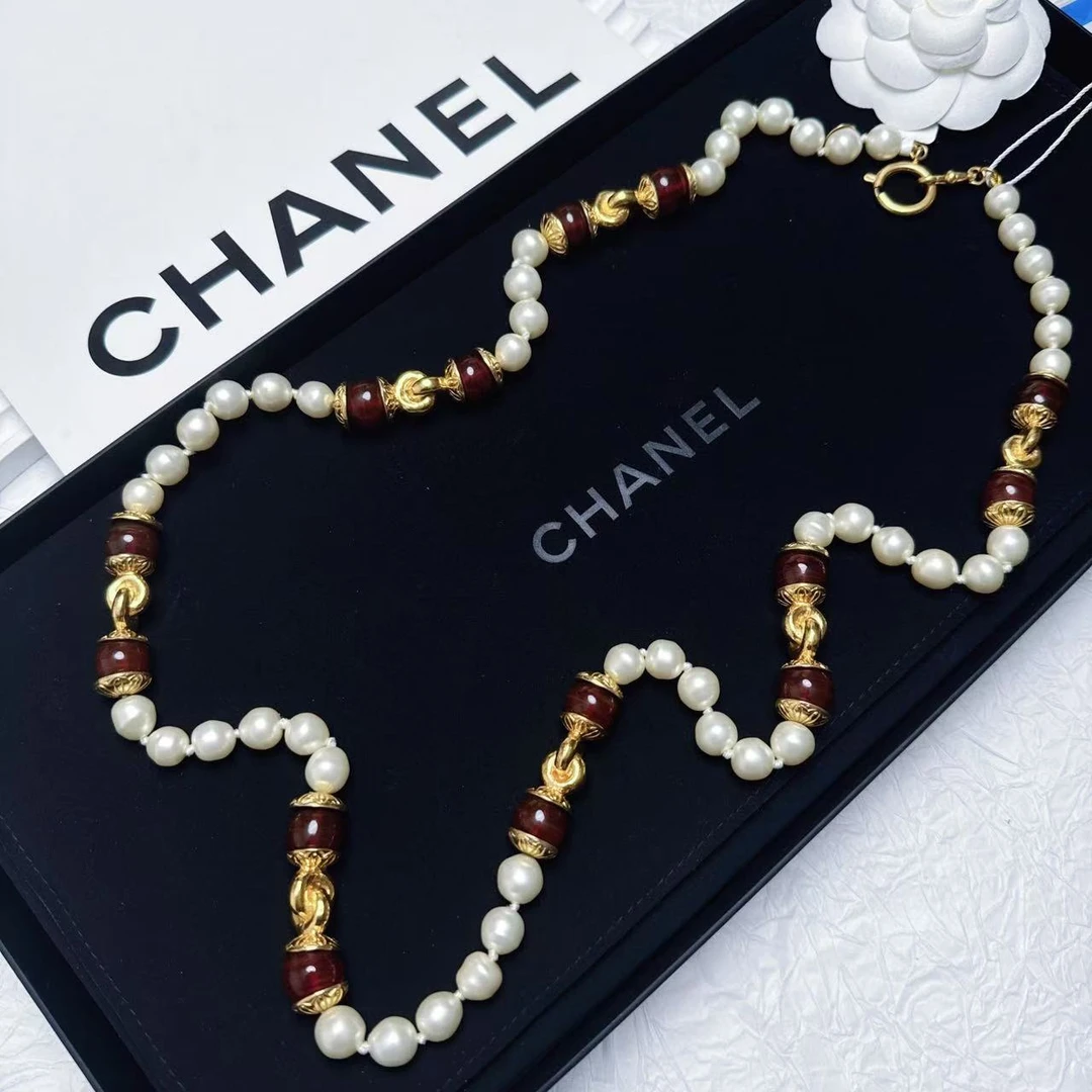 95新 Chanel/香奈儿 柚礼中古/香奈儿红琉璃珍珠项链lz410762