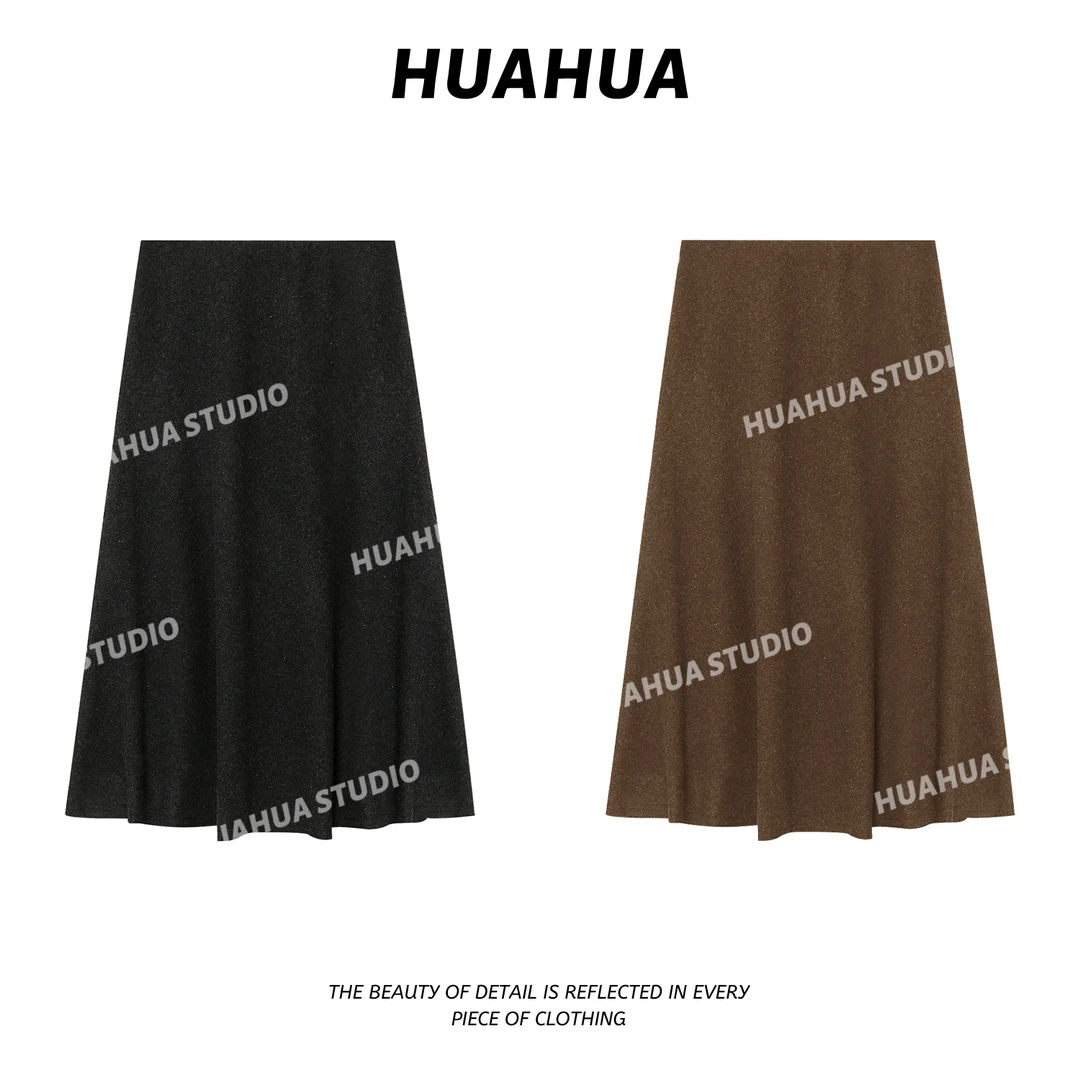 【花花】秀场半裙~韩版毛呢半身裙新款精致羊毛 A字中长垂感伞裙