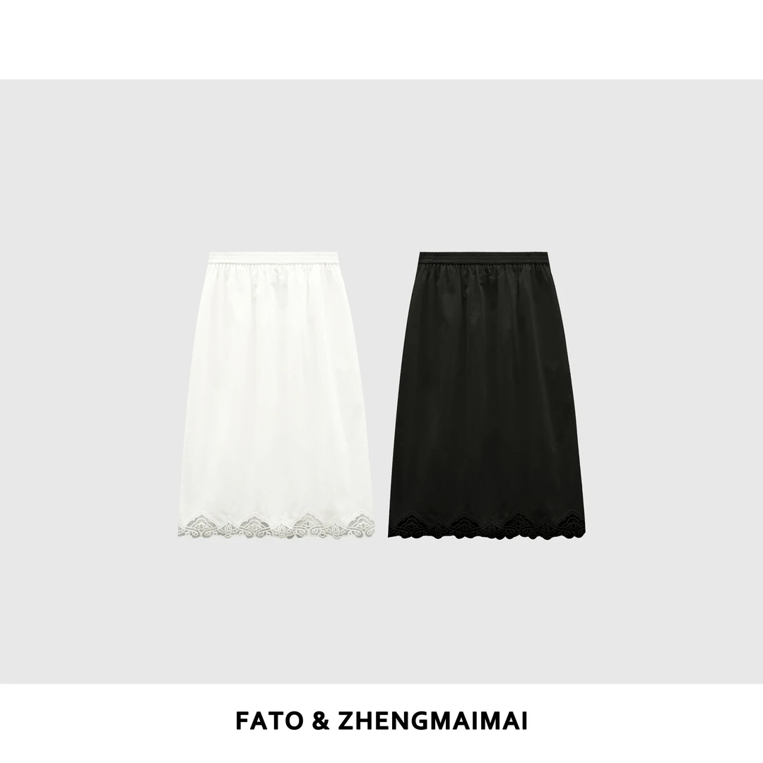 fattonny郑买买【重工勾花裙】新款休闲百搭镂空蕾丝半裙 YZ50422Q6