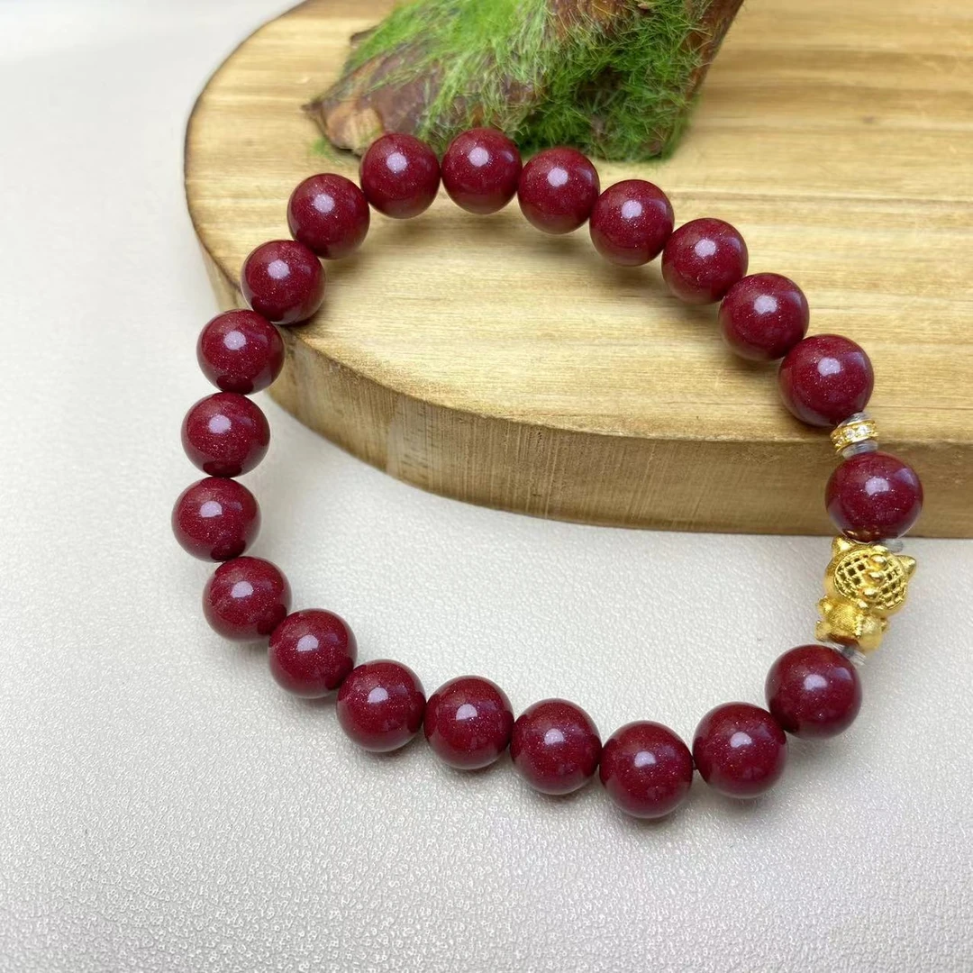 含辰砂工艺品高含量紫金砂设计款拉布手串保真朱砂手链