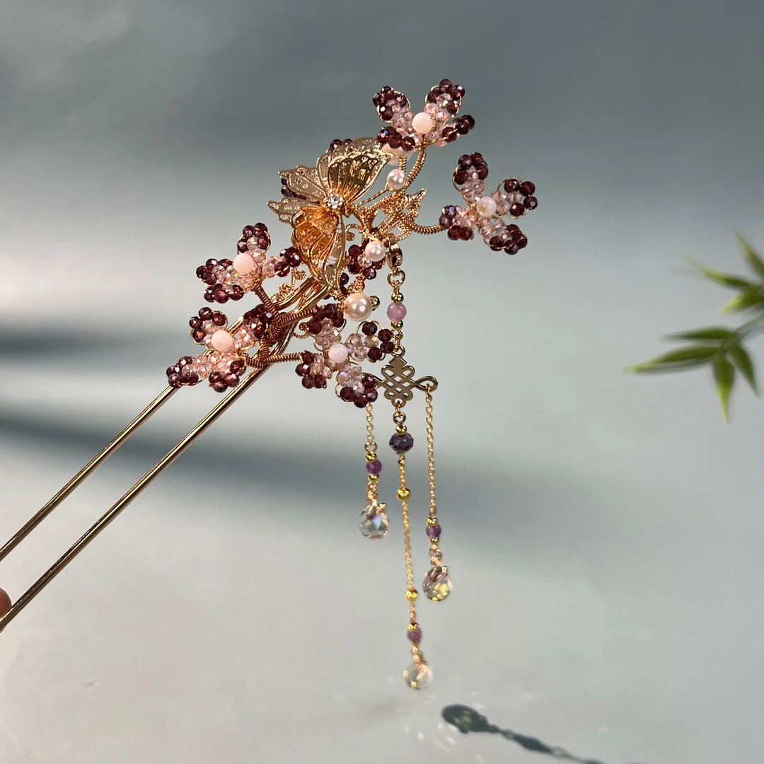 古悦倾城【铃紫发簪】古风汉服发饰