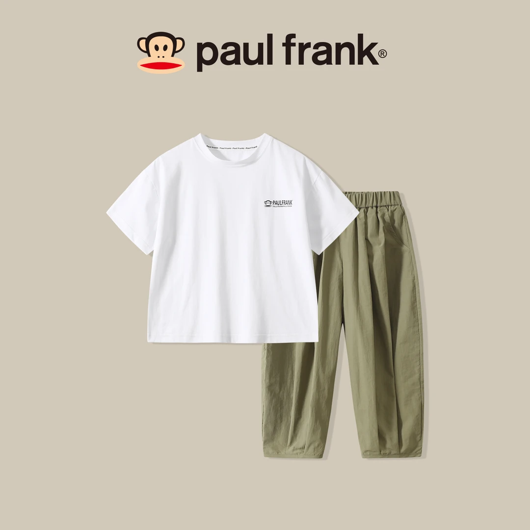 paulfrank/大嘴猴夏季休闲宽松短袖套装儿童夏天T恤两件套潮AB002