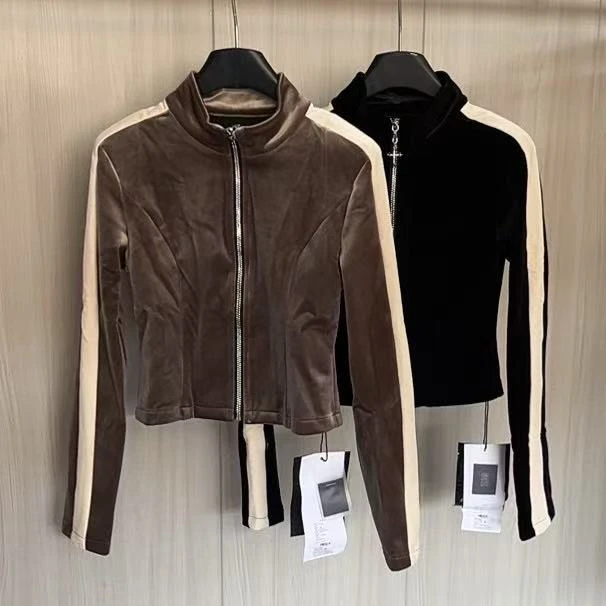 533185/180 欧美ins高级感运动套装女美拉德短款撞色上衣