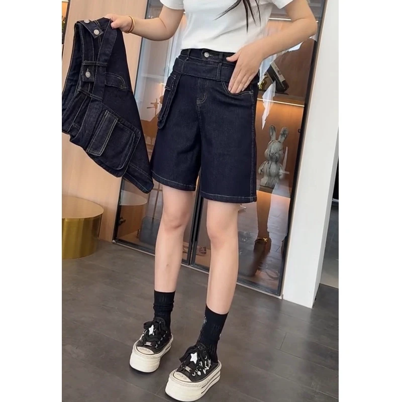 牛仔短裤女2025年夏季新款爆款裤子高腰显瘦小个子双腰头阔腿短裤