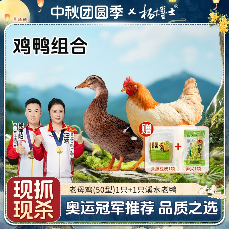 【鸡鸭组合】杨博士皖南散养老母鸡正宗土鸡土鸭老鸭 包冰率不含冰