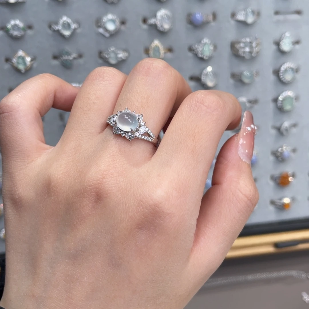 翡翠银S925镶嵌戒指