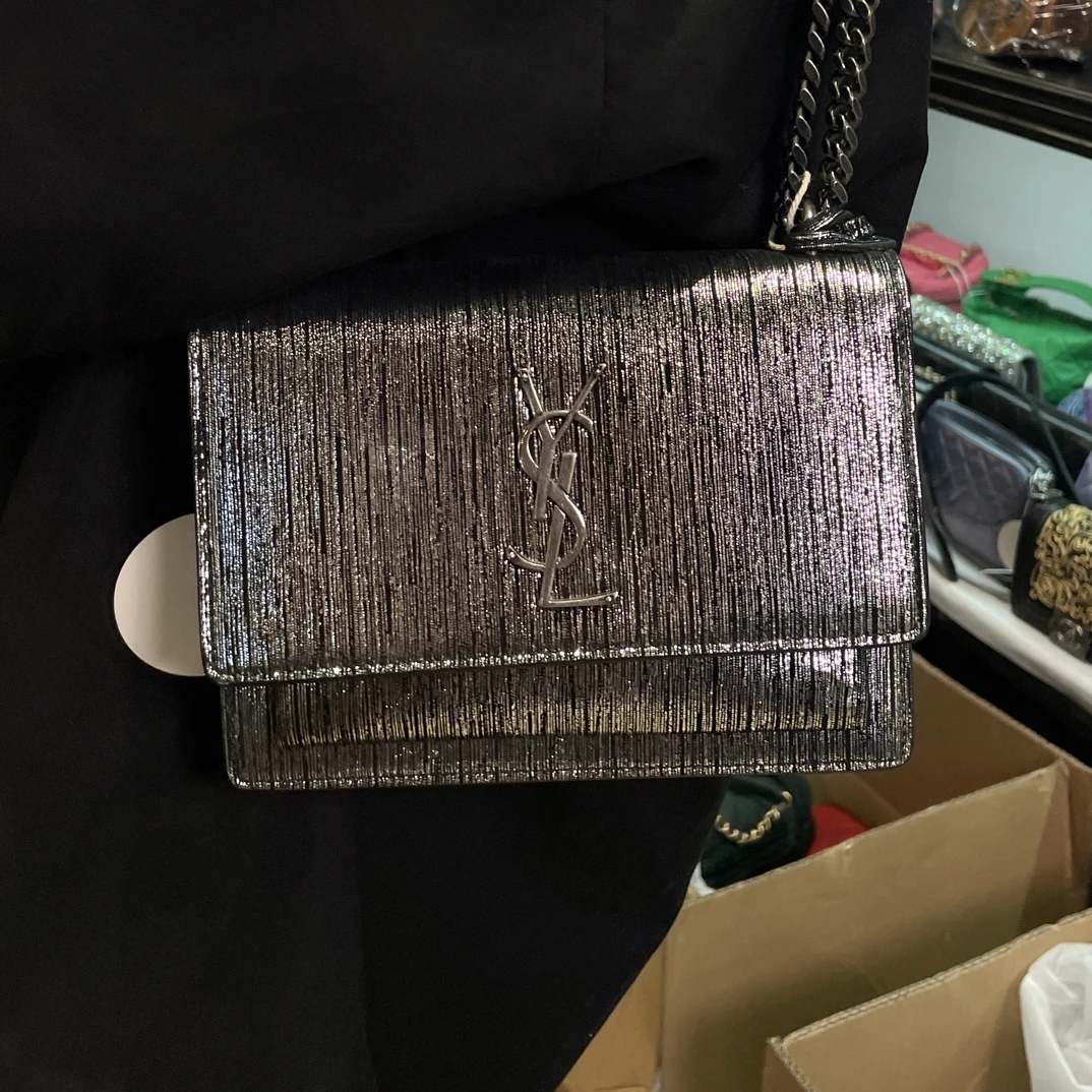 95新 YSL/圣罗兰 夏七中古/ysl黑银流沙单肩包
