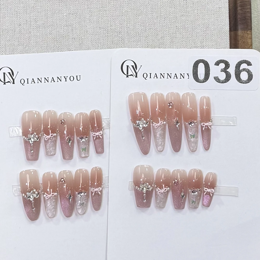 纯手工穿戴甲清新小蝴蝶036no退no换