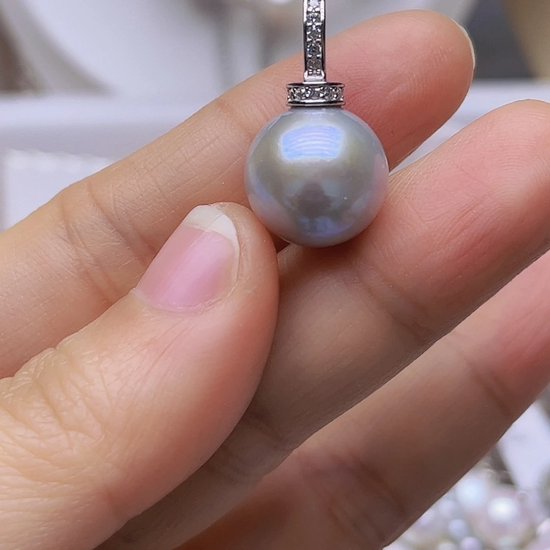 吊坠或者耳钉淡水珍珠银S925镶嵌