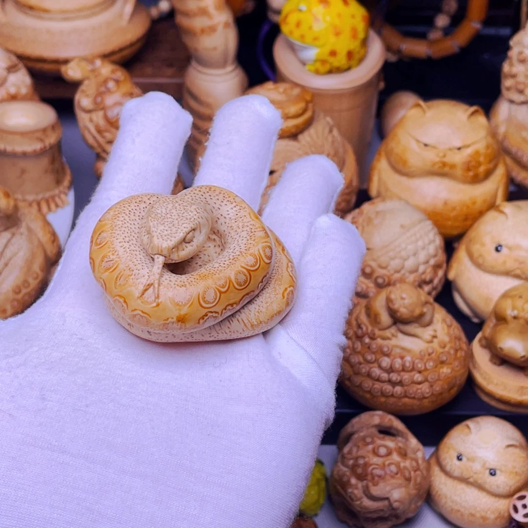 竹诗*?竹根雕小蛇手把件