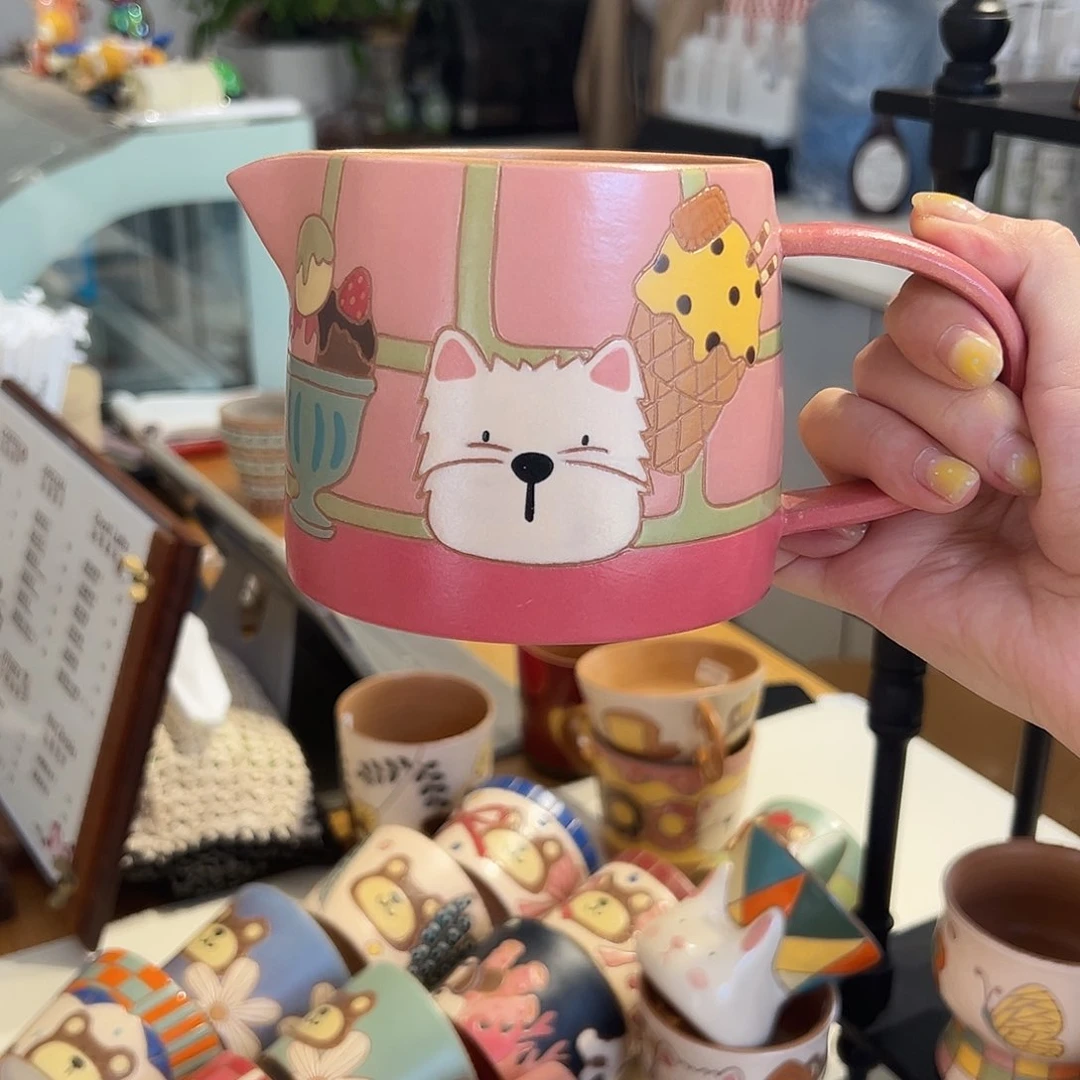 陶瓷艺术柚*蜜奶壶手作陶瓷