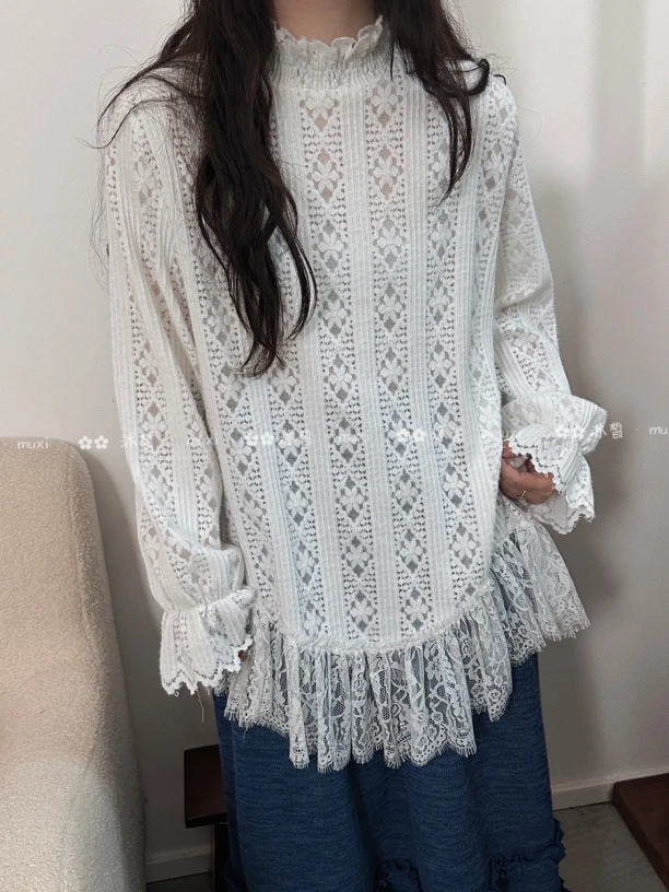 小花朵 下摆蕾丝不规则内搭