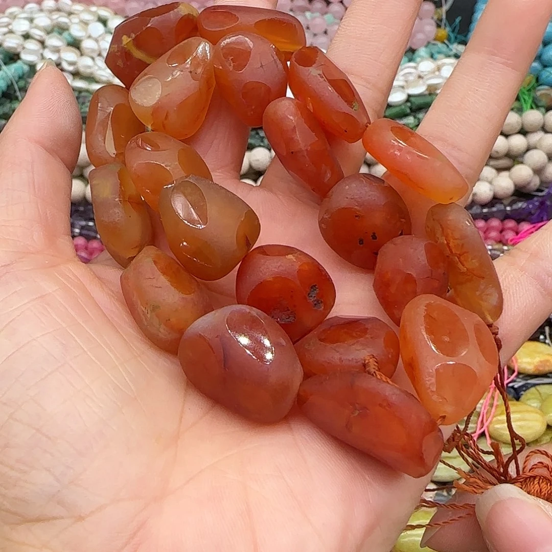 玛瑙/玉髓合金珠宝半成品老玛瑙12-14mm一条