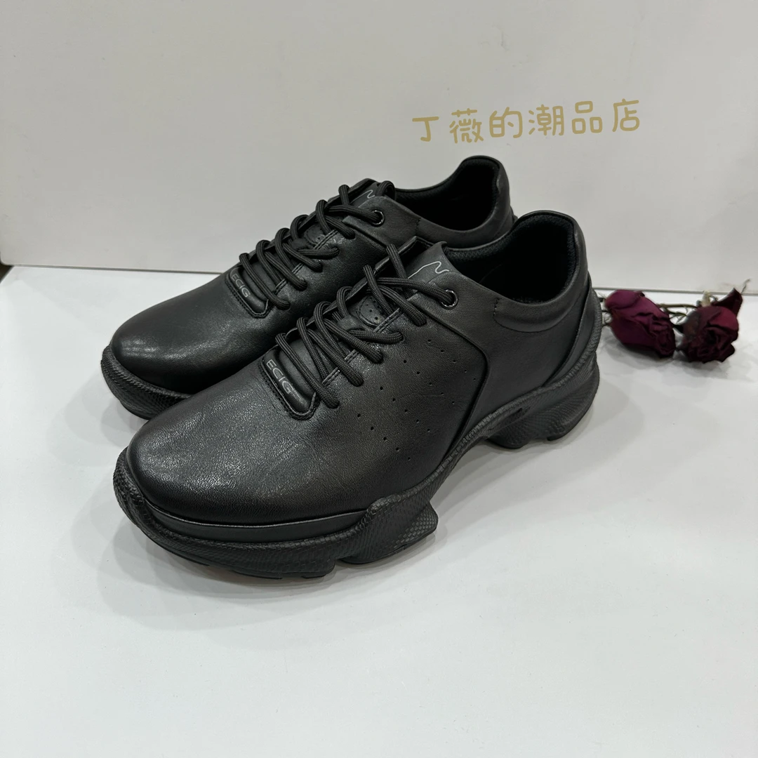 狼耳休闲风商务商务风圆头系带百搭潮品休闲皮鞋减震48-46码