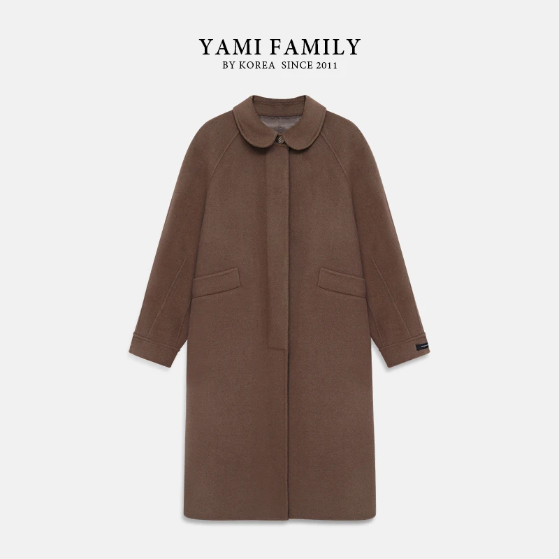 【黑松露】YM 918 秋冬大衣时尚休闲简约中长款娃娃领经典羊毛大衣