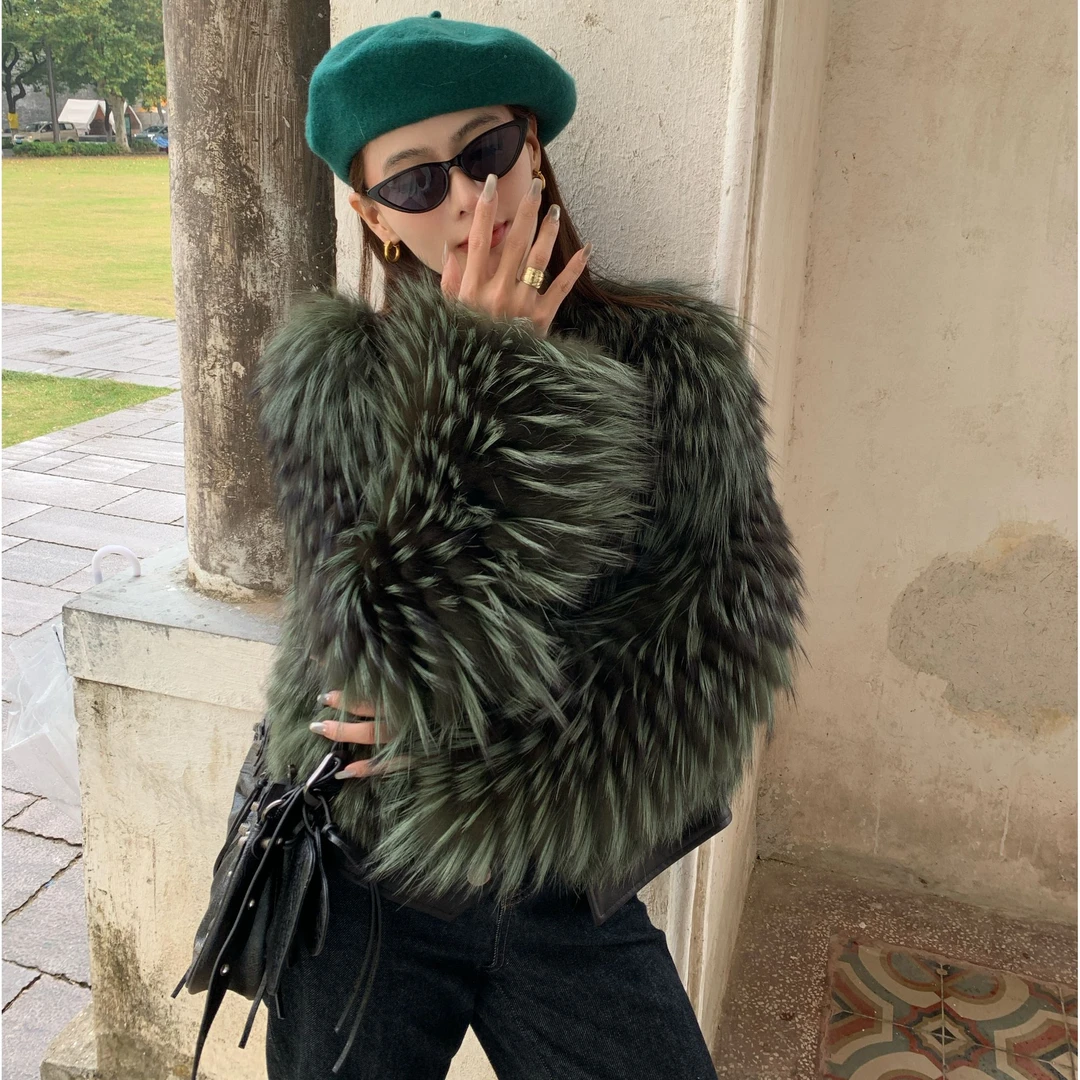 WUSHASHA 芬兰进口银狐时尚女网红外套