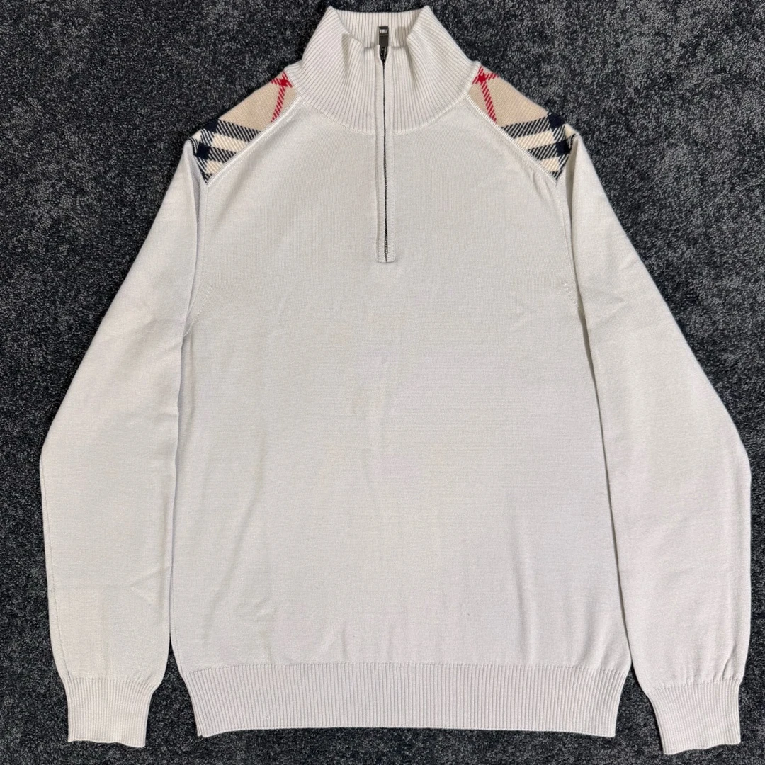 95新 maje  博柏利Burberry米杏色拉链套头 L码 公价5499