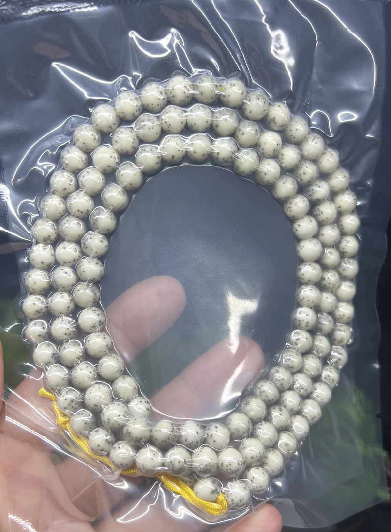 原生态同枝果石玉料8mm圆珠大留白小细星河豚108长串