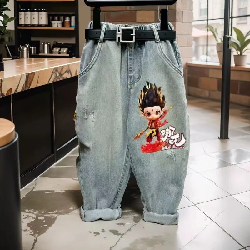 【高定哪吒】2025早春款新款儿童中大童潮流帅气时髦牛仔裤宽松
