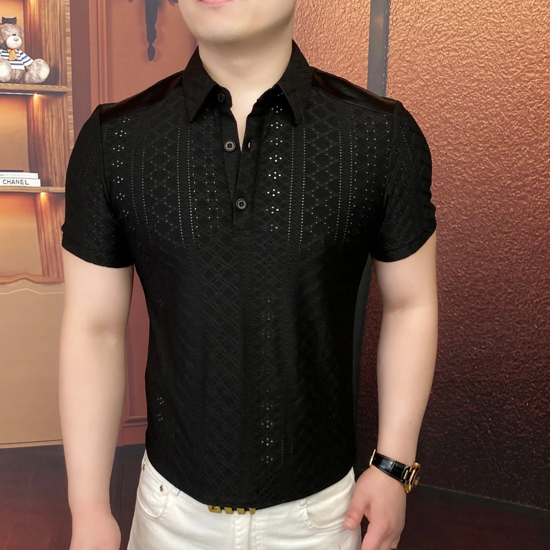 《蜂王星眸》2025夏POLO衫休闲潮流修身夏季半袖百搭帅气男士时尚