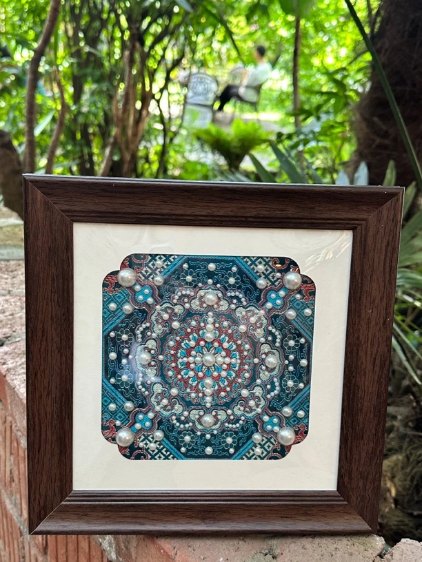 宋锦珍珠画diy手工材料包新中式国风装饰相框画团